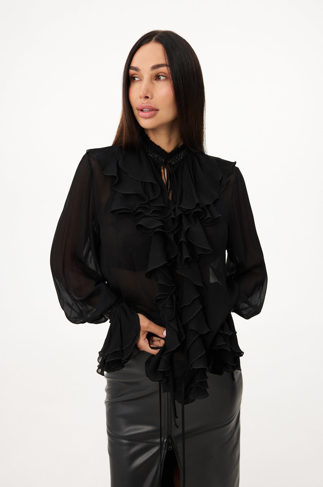Black faux leather skirt