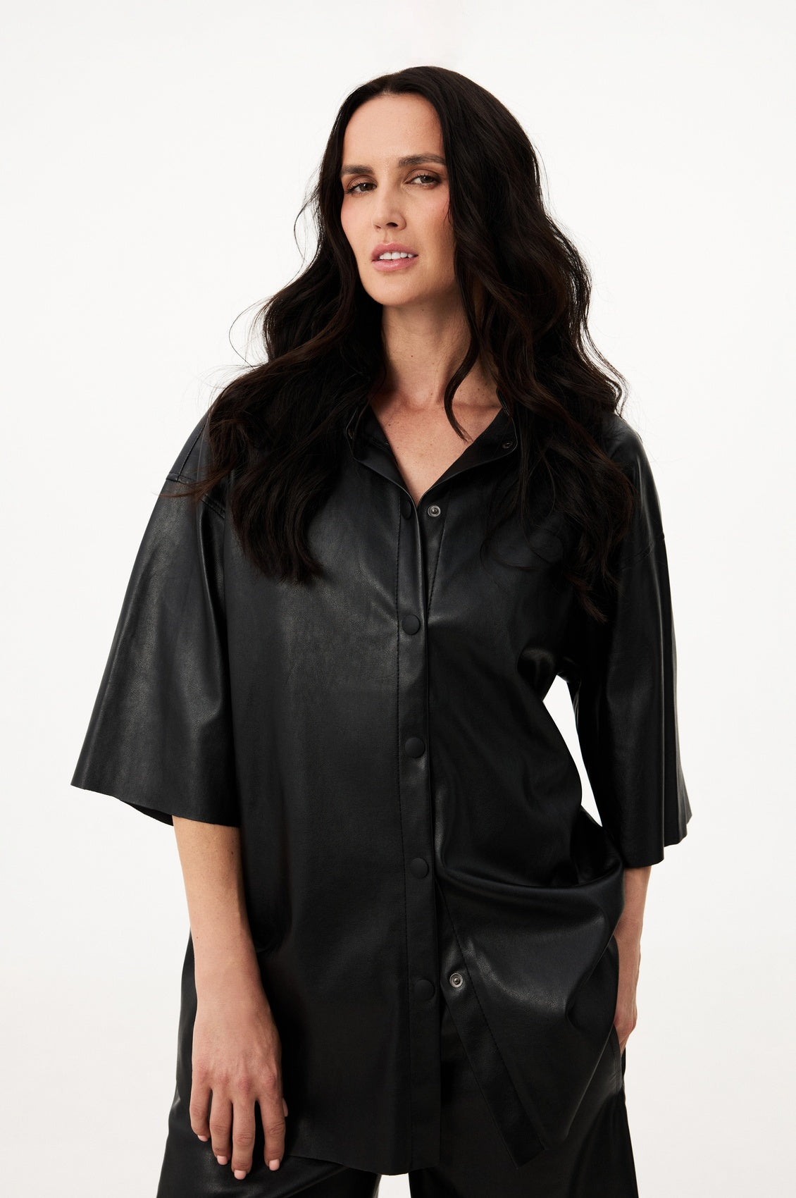 Faux leather shirt