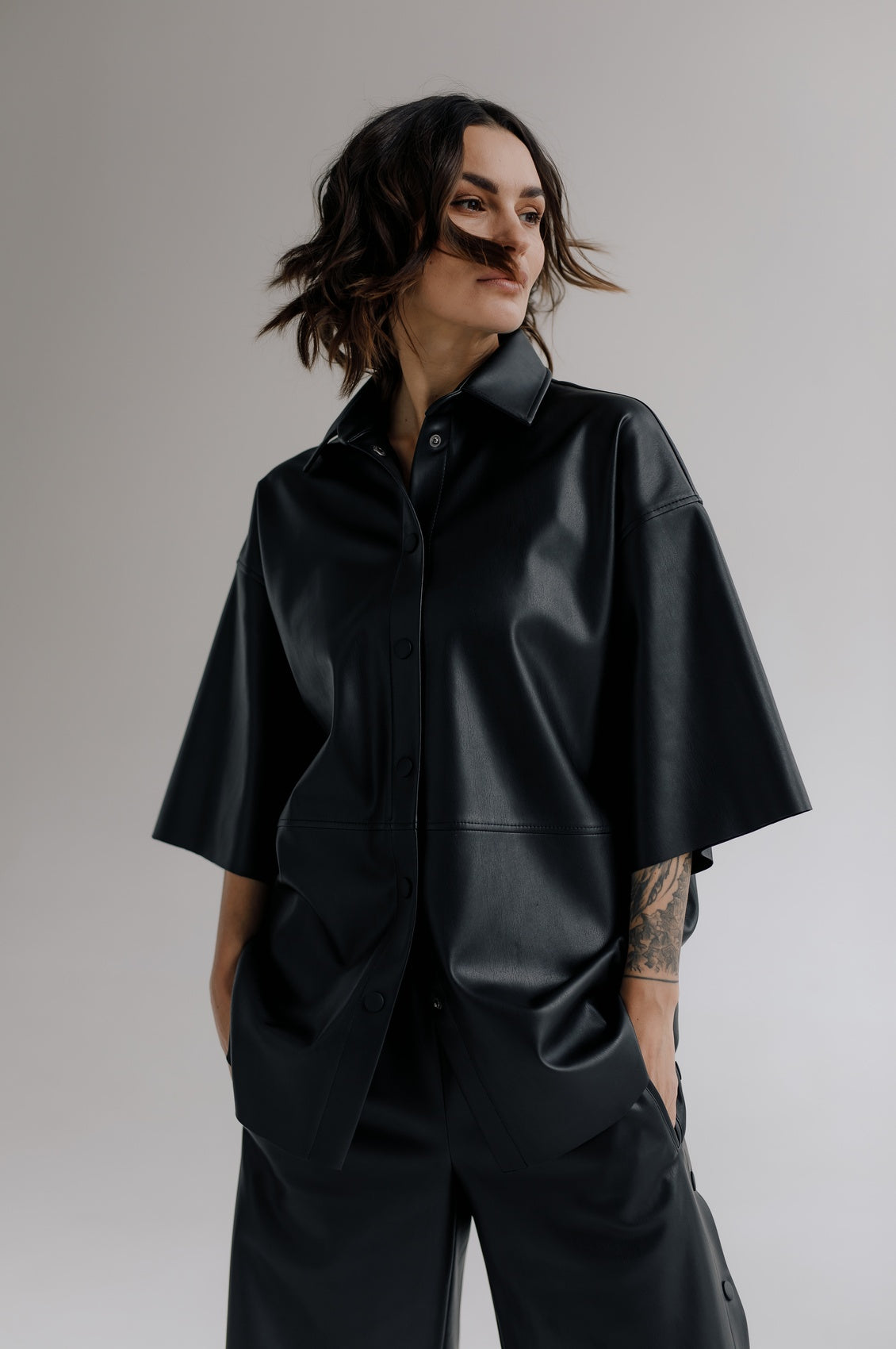 Faux leather shirt
