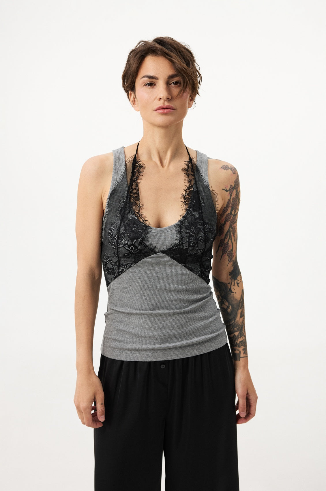 Grey lace top