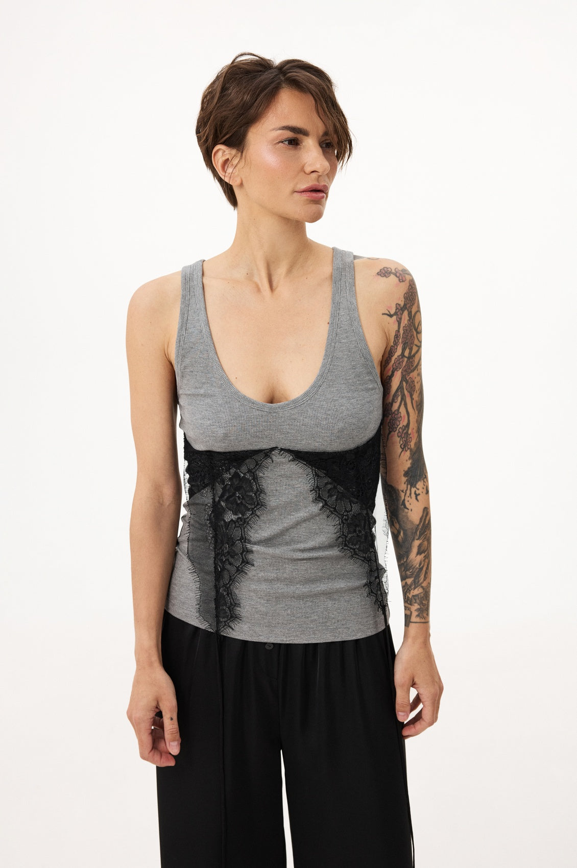 Grey lace top