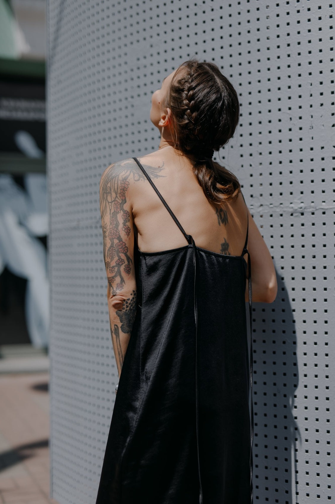 Ice satin black dress