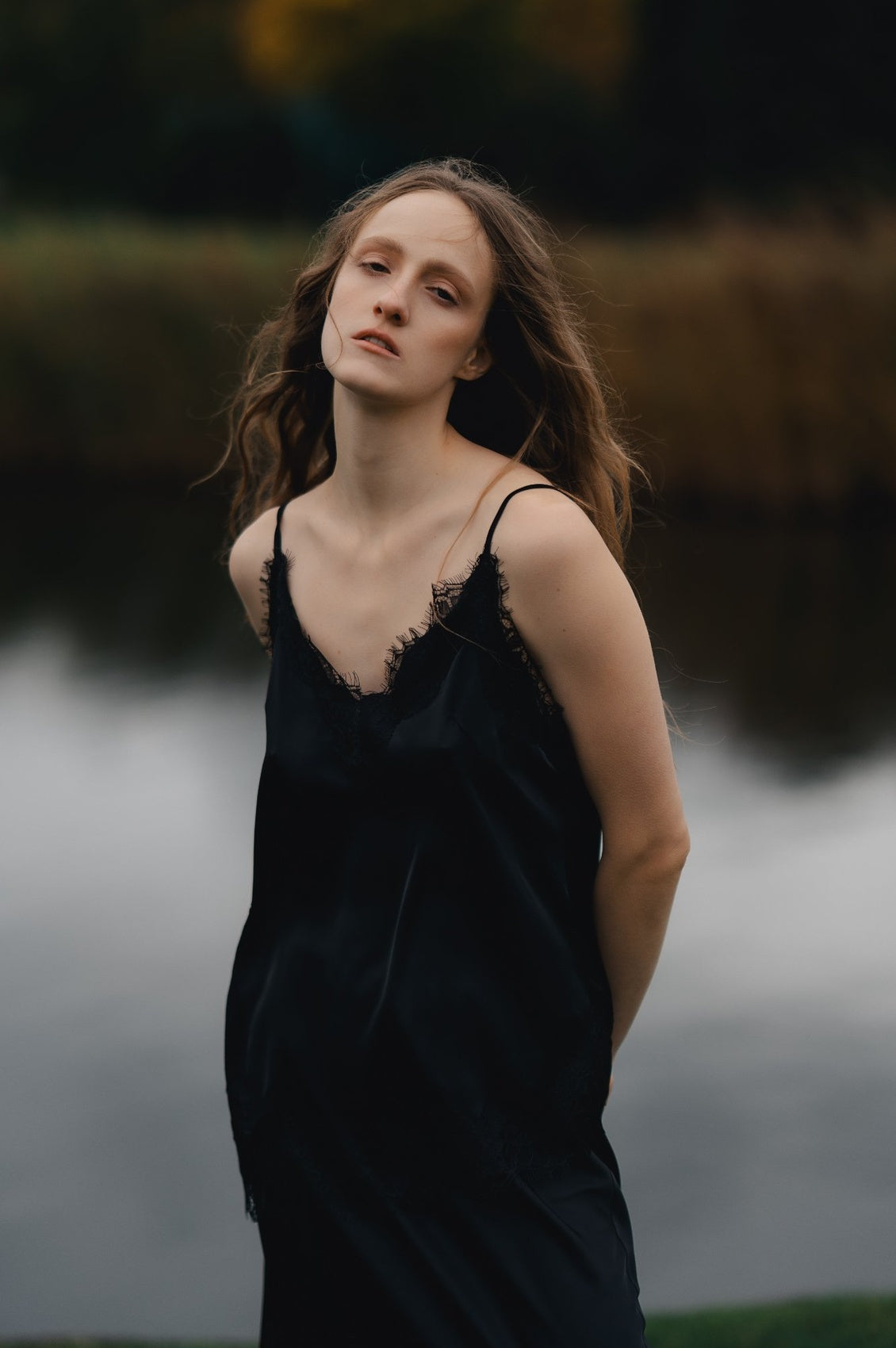 Black silk top