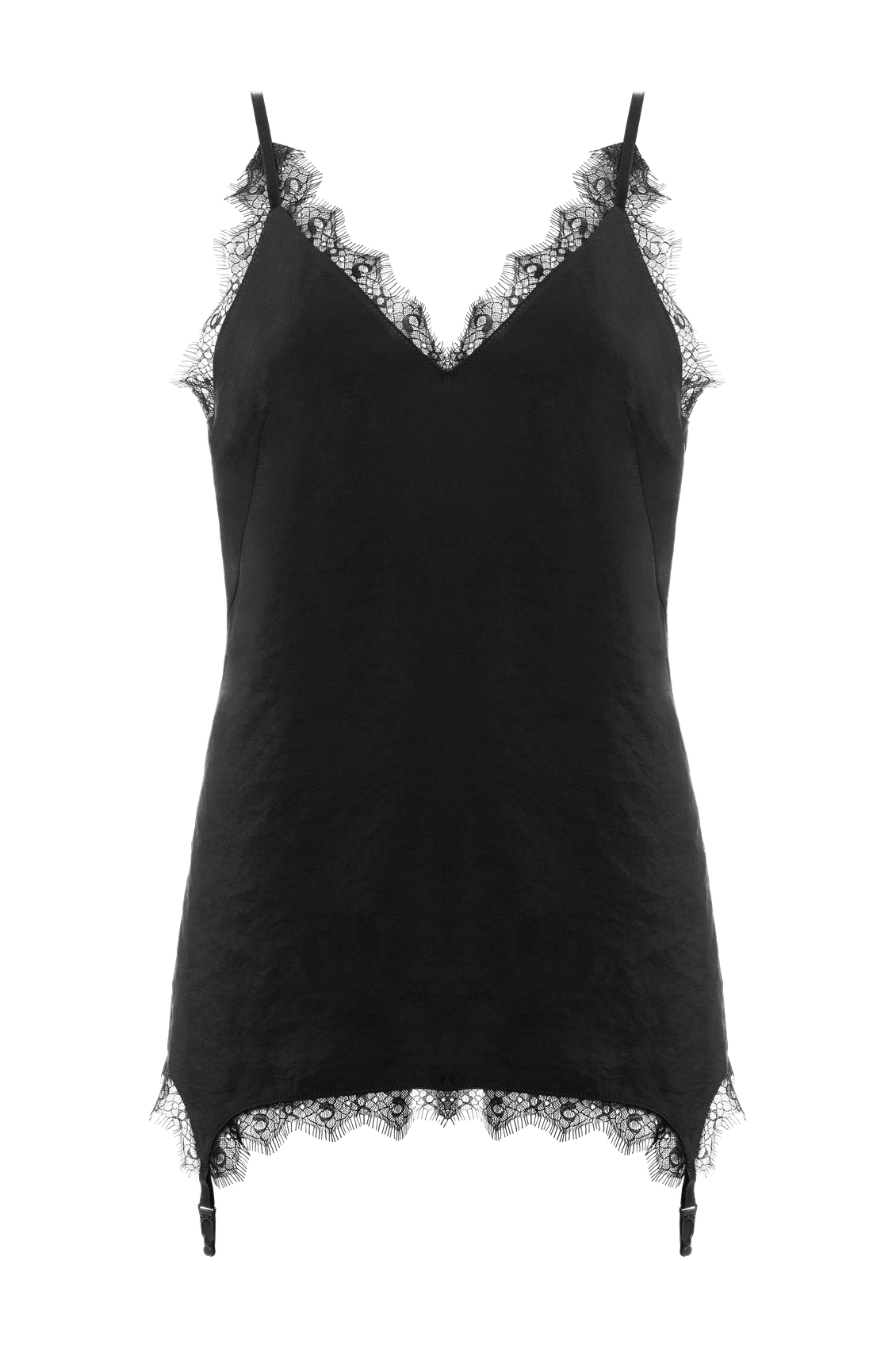 Black slip dress on straps