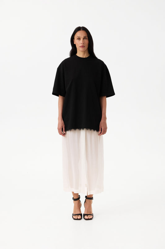 Black T-shirt with lace