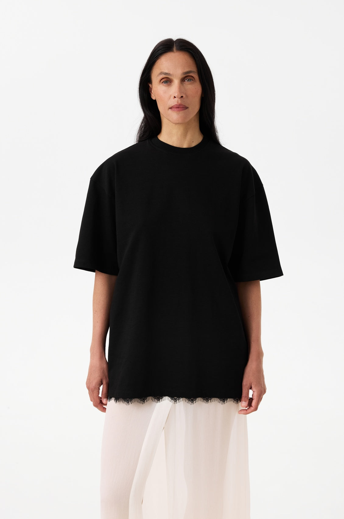 Black T-shirt with lace