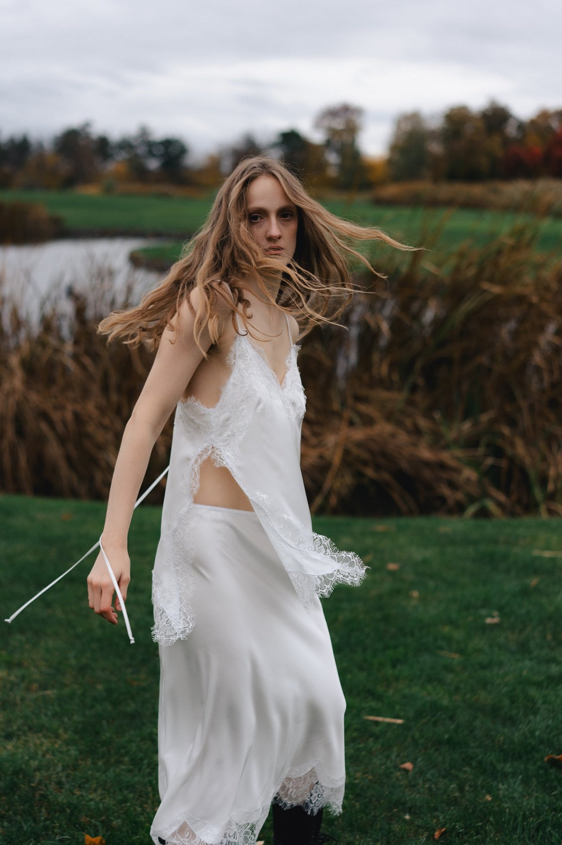 Ivory silk skirt