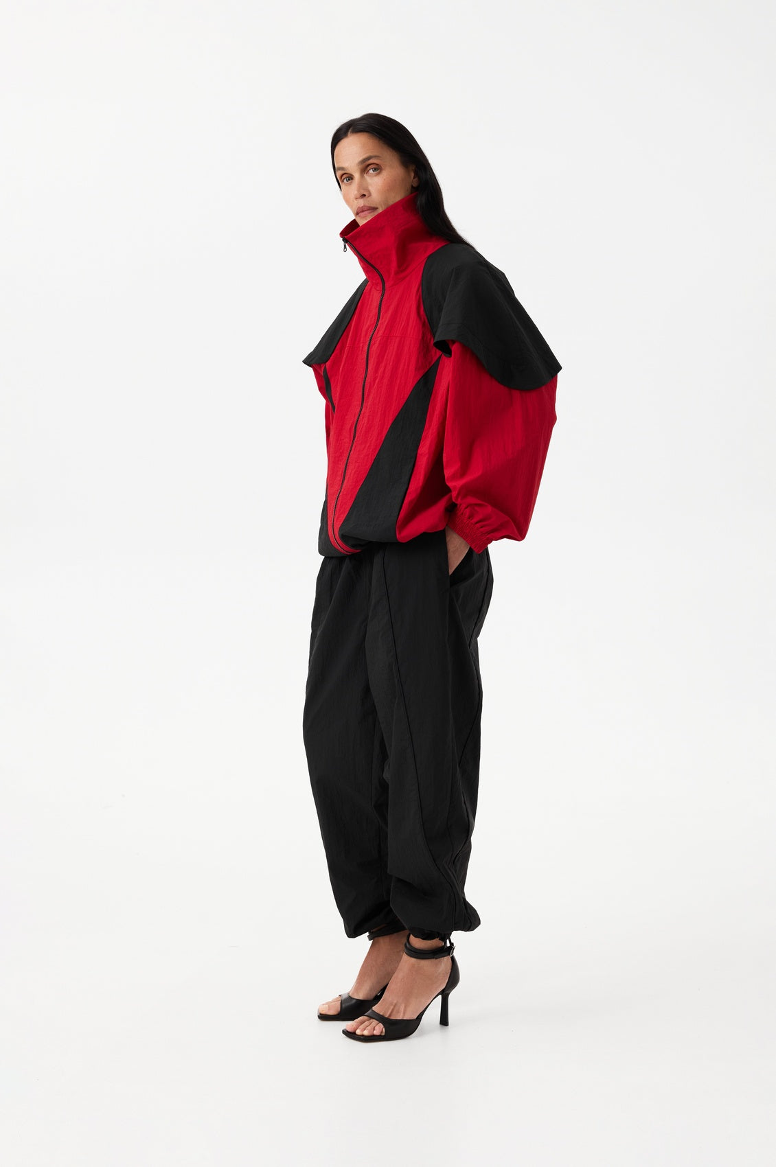 Red-black windbreaker