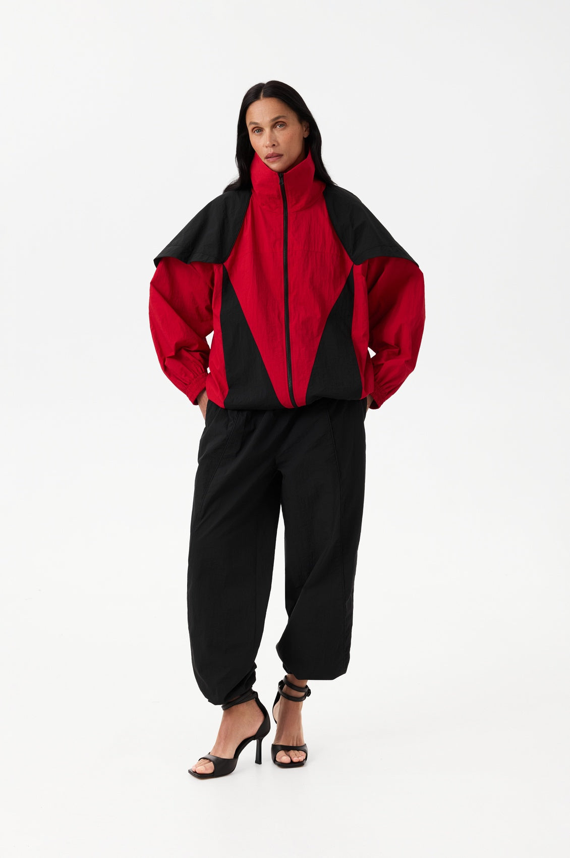 Red-black windbreaker