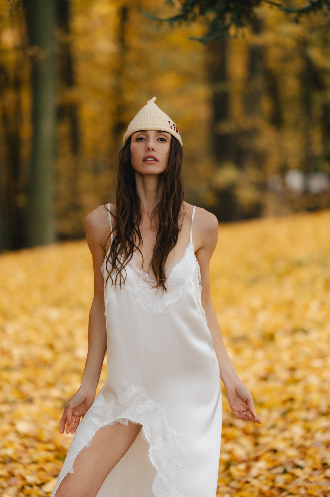 White silk dress