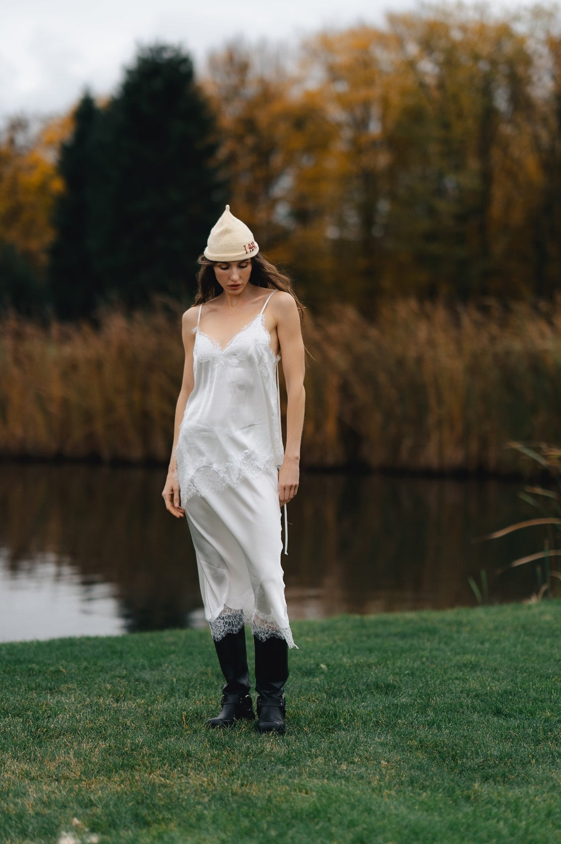 Ivory silk skirt