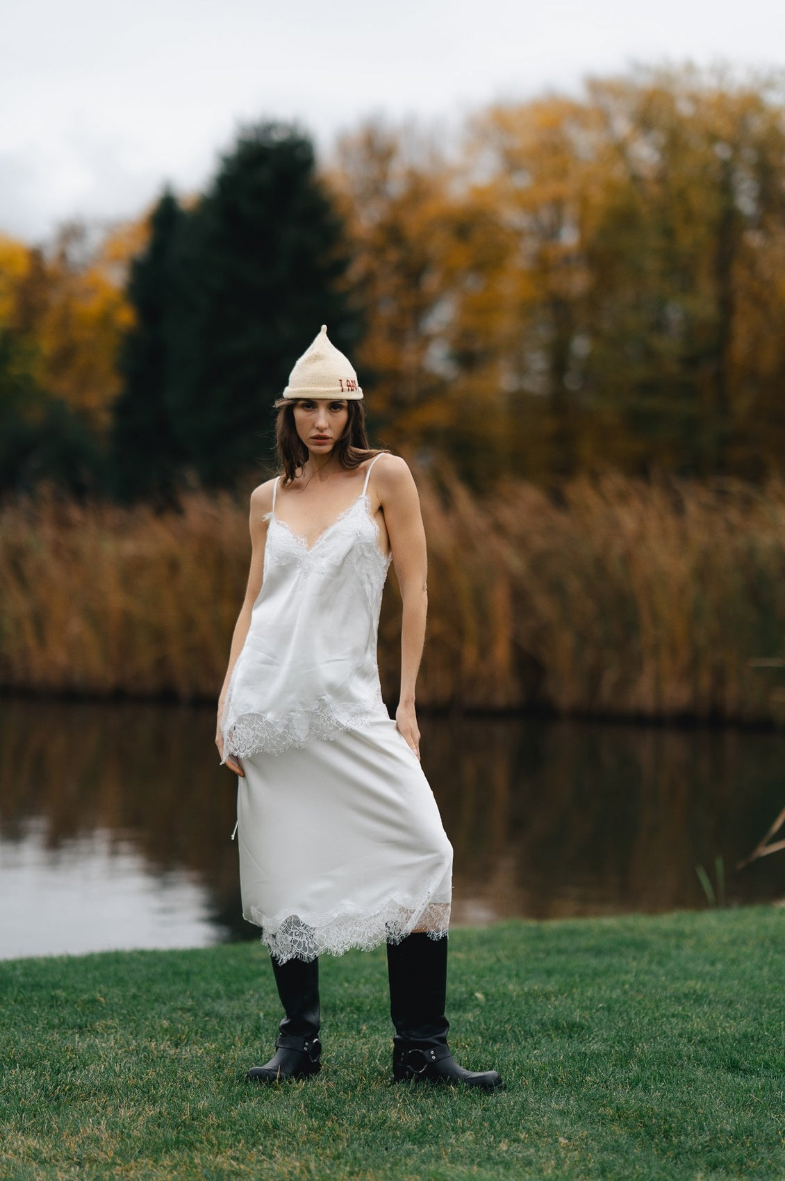 Ivory silk skirt
