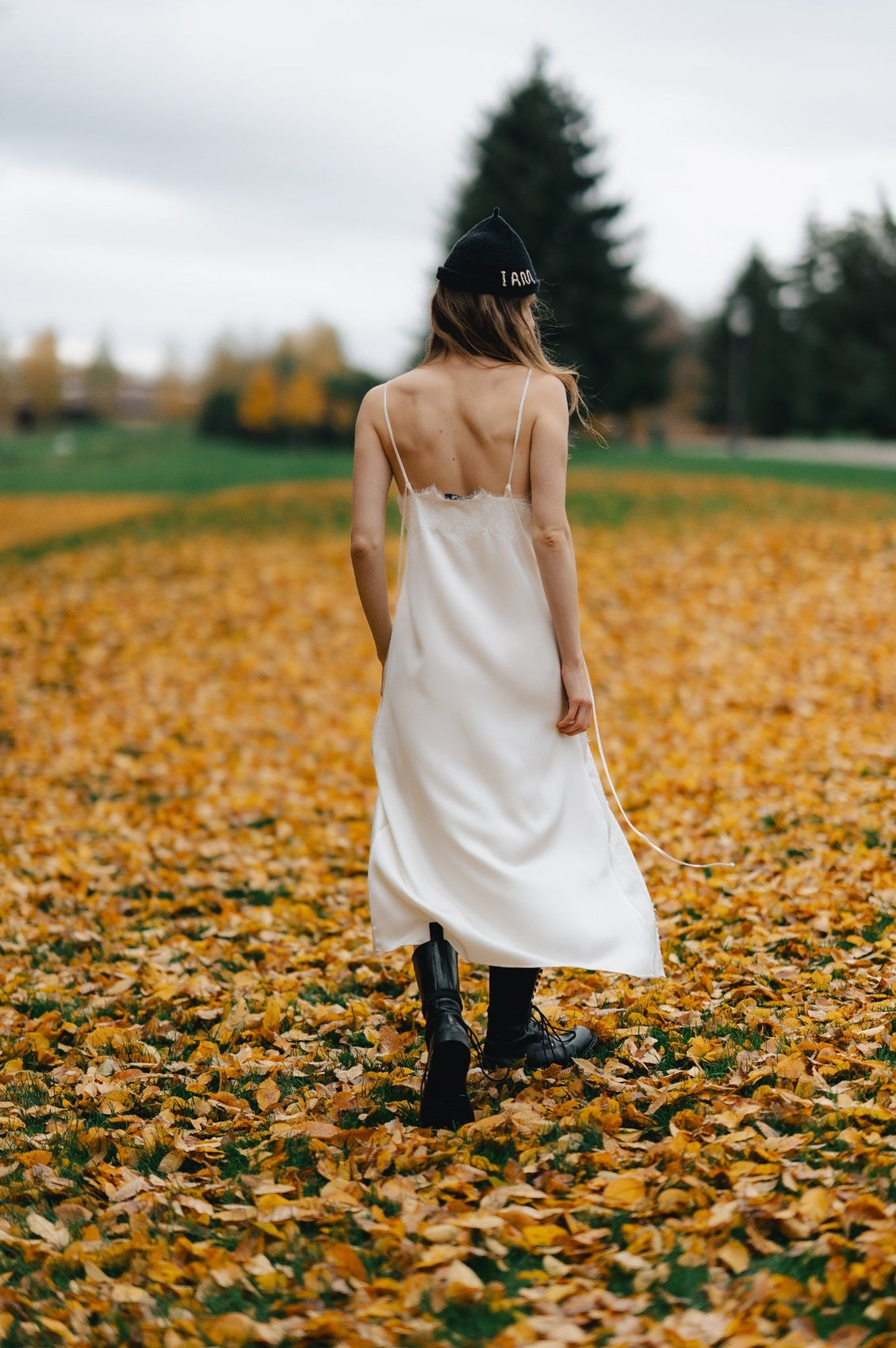 White silk dress
