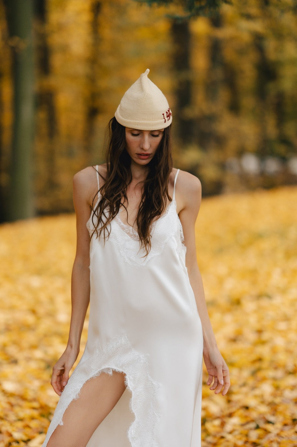 White silk dress
