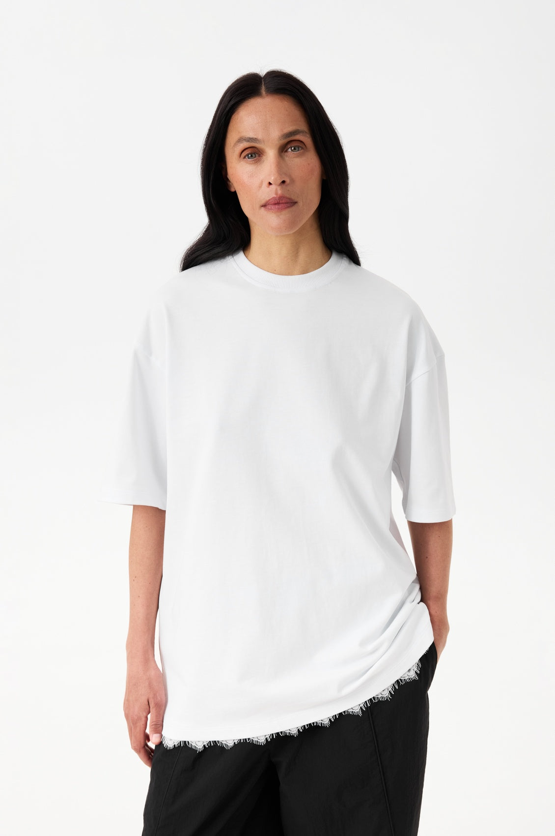 White T-shirt with lace